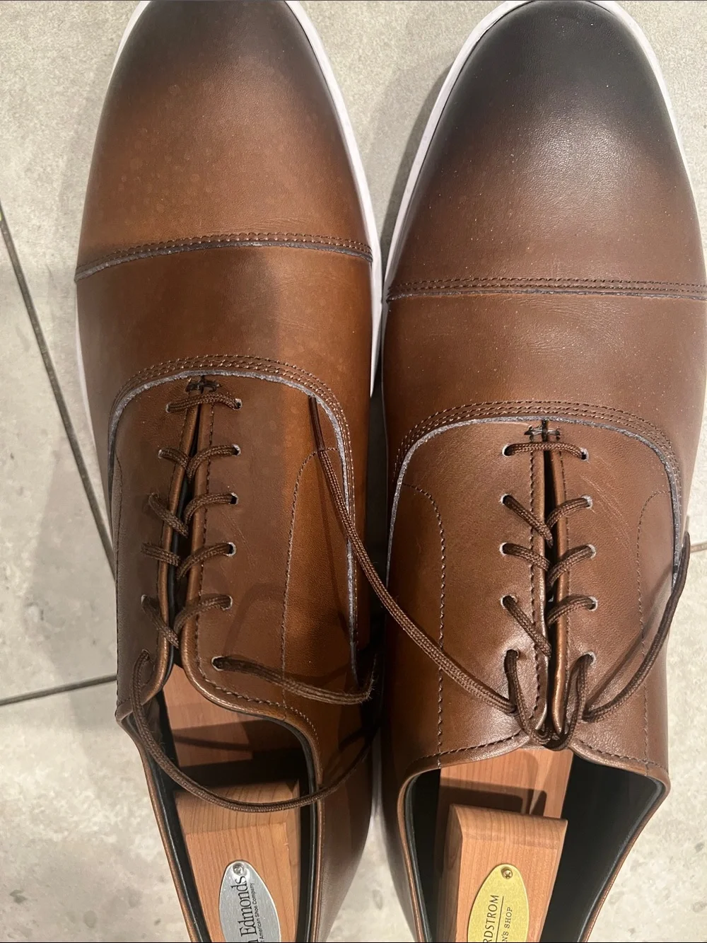 Allen Edmonds Brown Leather Derby with White Rubber Sole